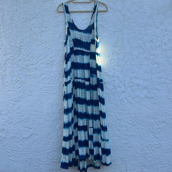 Free People gauze indigo dyed beaded  striped maxi dress XS - Picture 9 of 11